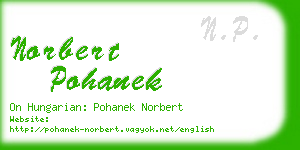 norbert pohanek business card
